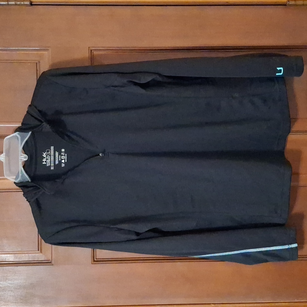 Huk Fishing Quarter Zip Performance Black Long Sleeve Hoodie Size Womens Large